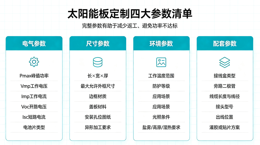 太阳能板定制需要提供哪些参数?插图 太阳能板定制参数
