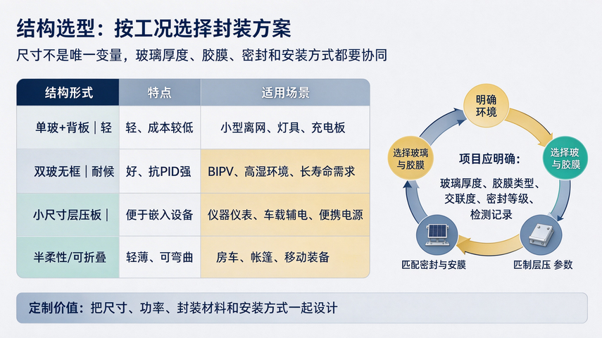小型光伏组件玻璃层压太阳能板核心工艺插图4 玻璃层压太阳能板结构